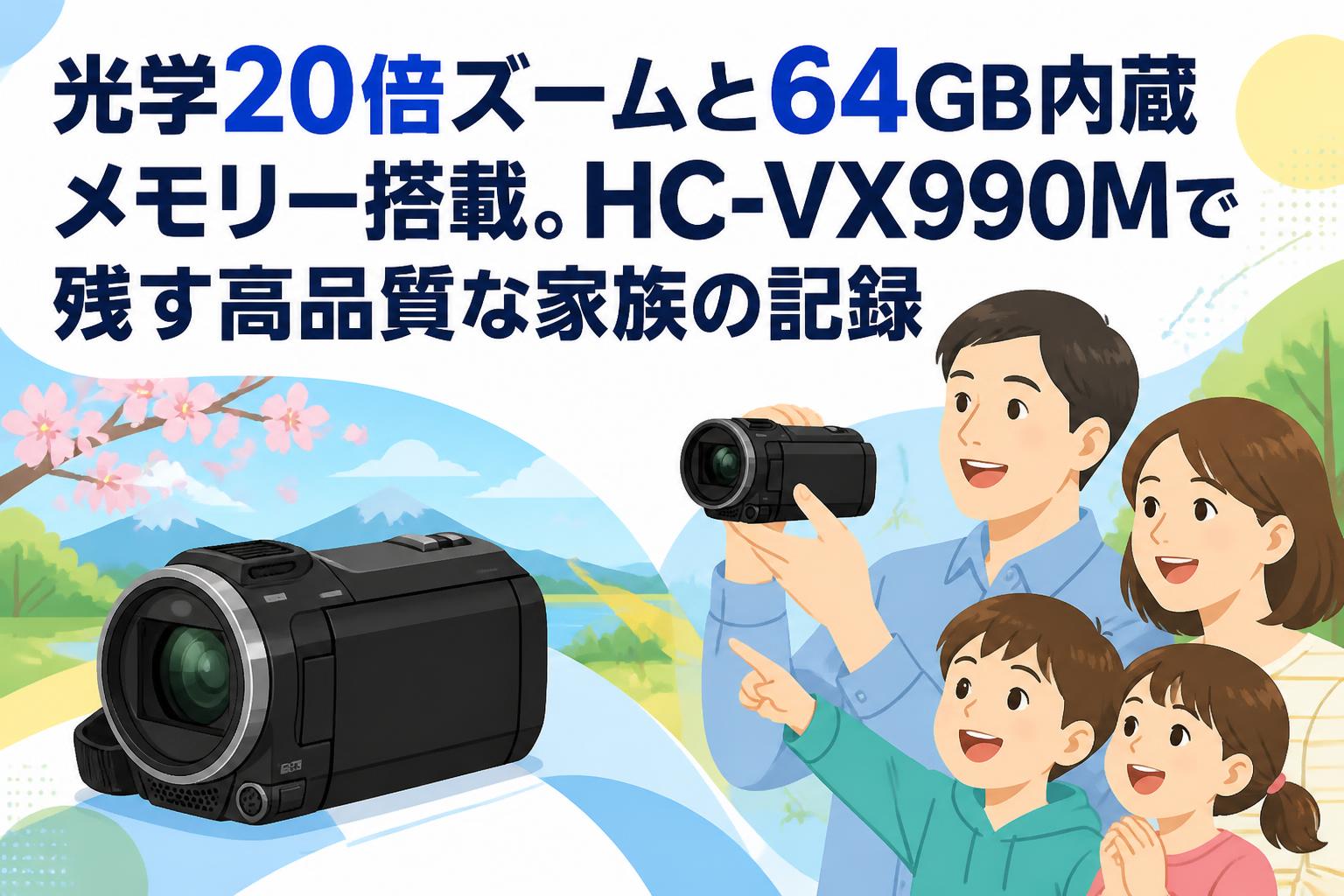 Panasonic HDビデオカメラ 内蔵メモリー64GB HC-VX990M 光学20倍ズームと64GB内蔵メモリー搭載。HC-VX990Mで残す高品質な家族