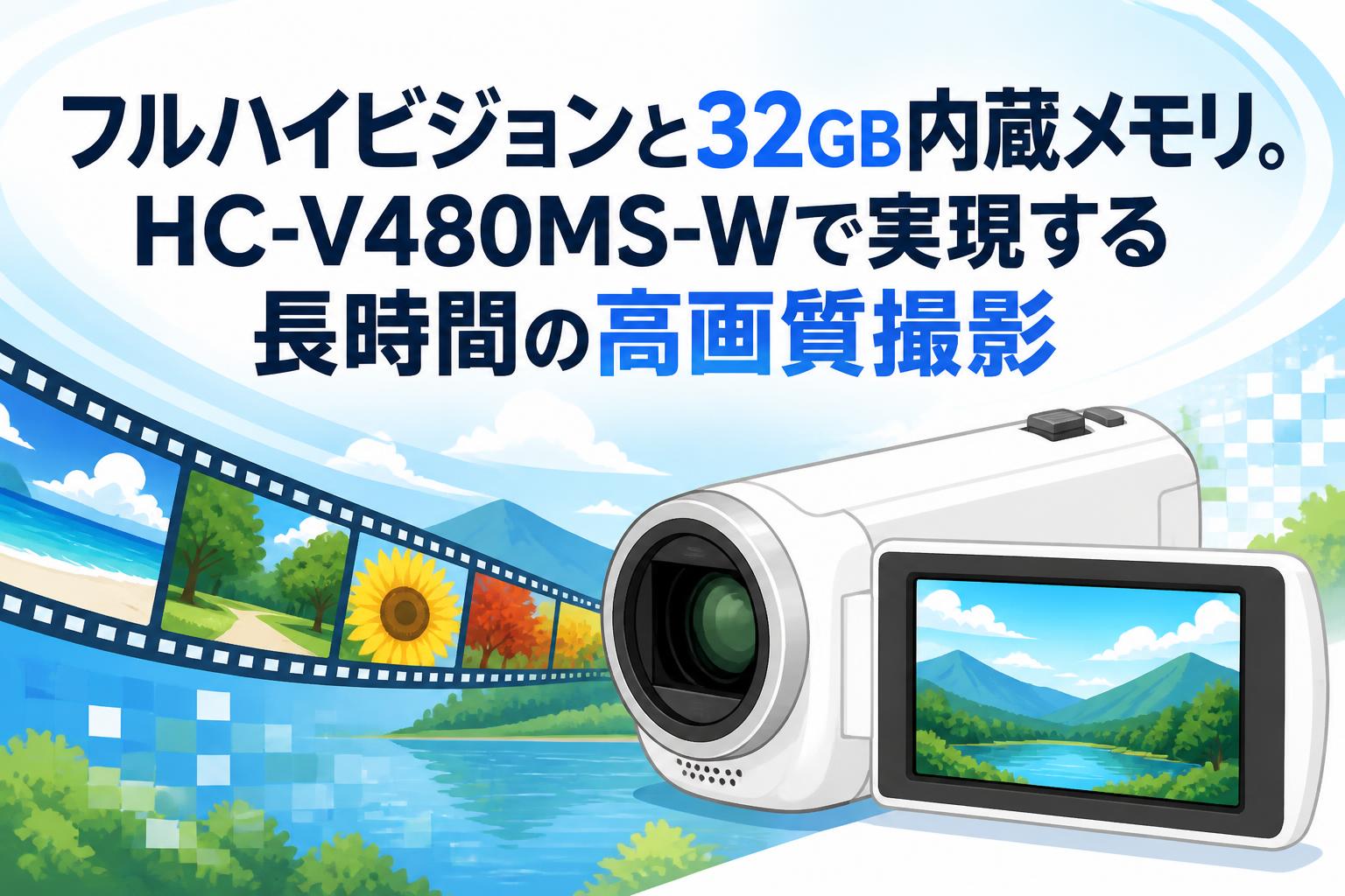 フルハイビジョンと32GB内蔵メモリ。HC-V480MS-Wで実現する長時間の高