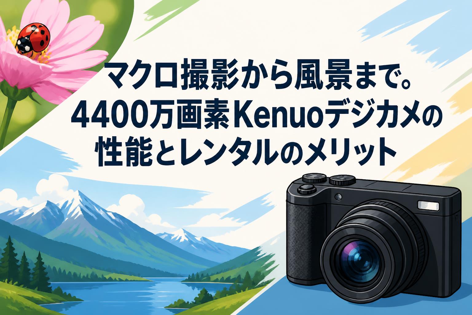 kenuo コンパクトデジタルカメラ ブラック マクロ撮影から風景まで。4400万画素Kenuoデジカメの性能とレンタルの