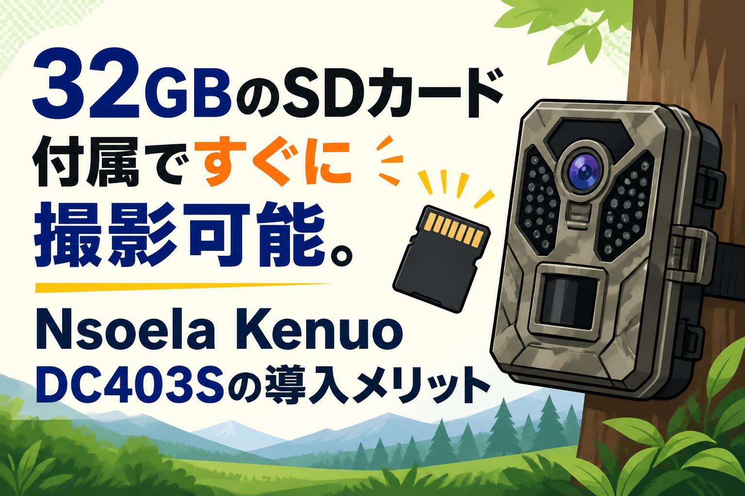 32GBのSDカード付属ですぐに撮影可能。Nsoela Kenuo DC403Sの導入