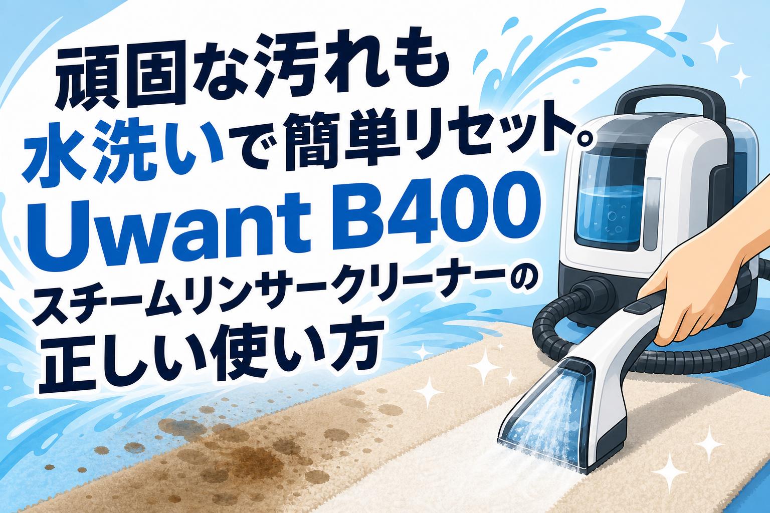 頑固な汚れも水洗いで簡単リセット。Uwant B400スチームリンサー