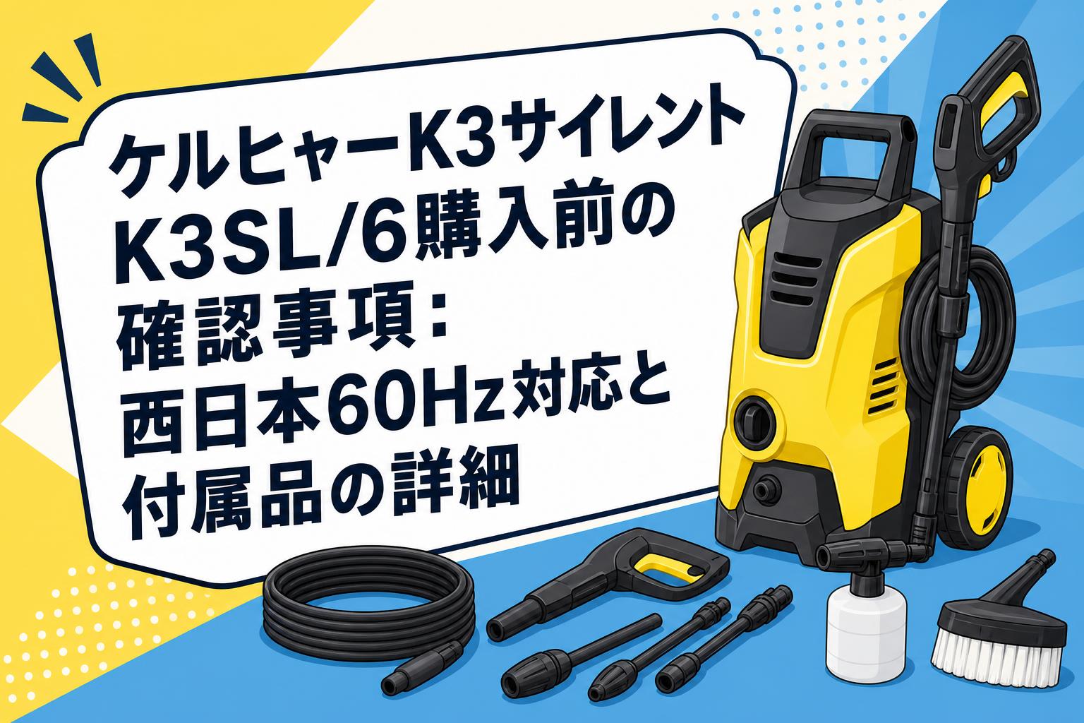 ケルヒャー K3 サイレント　西日本　60Hz ケルヒャーK3サイレントK3SL/6購入前の確認事項：西日本60Hz対応と付属