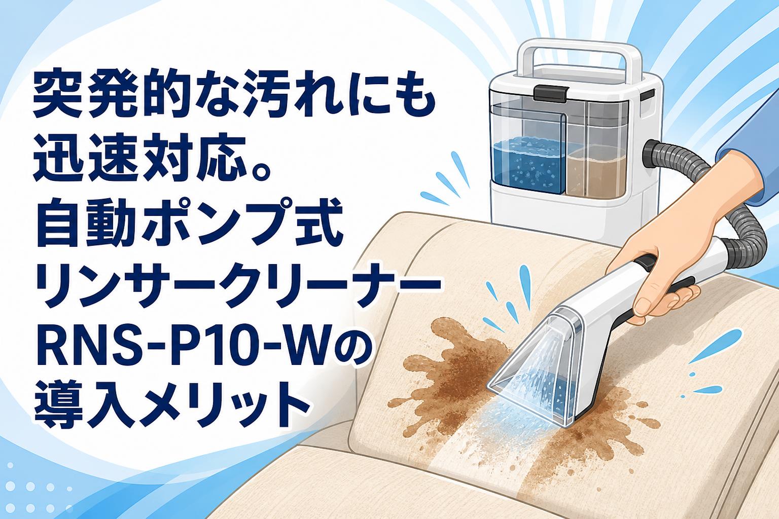 突発的な汚れにも迅速対応。自動ポンプ式リンサークリーナーRNS-P10-W