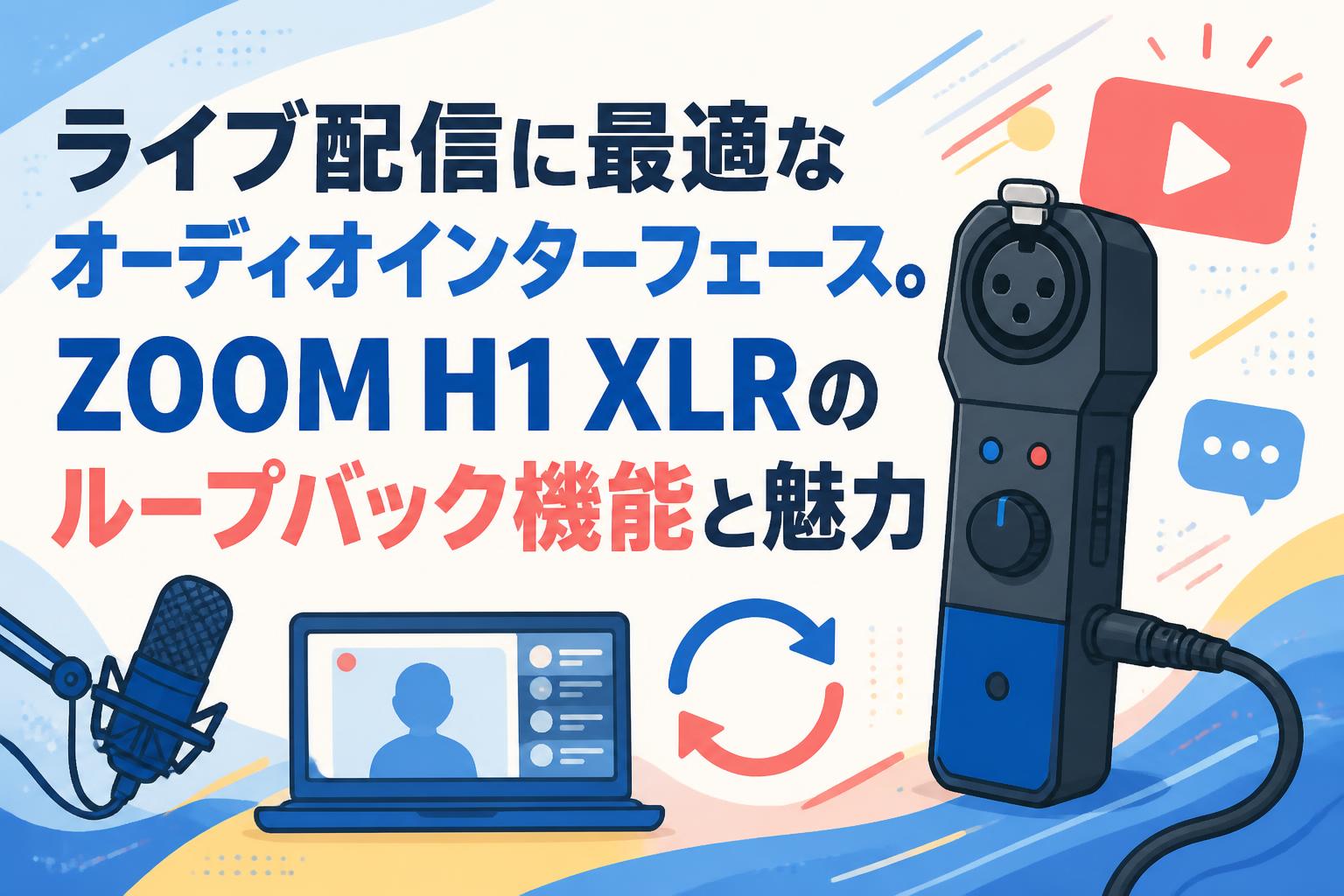 A/I/F 24bit 192khzループバック機能　DAC内蔵XLR 48v ライブ配信に最適なオーディオインターフェース。ZOOM H1 XLRのループ
