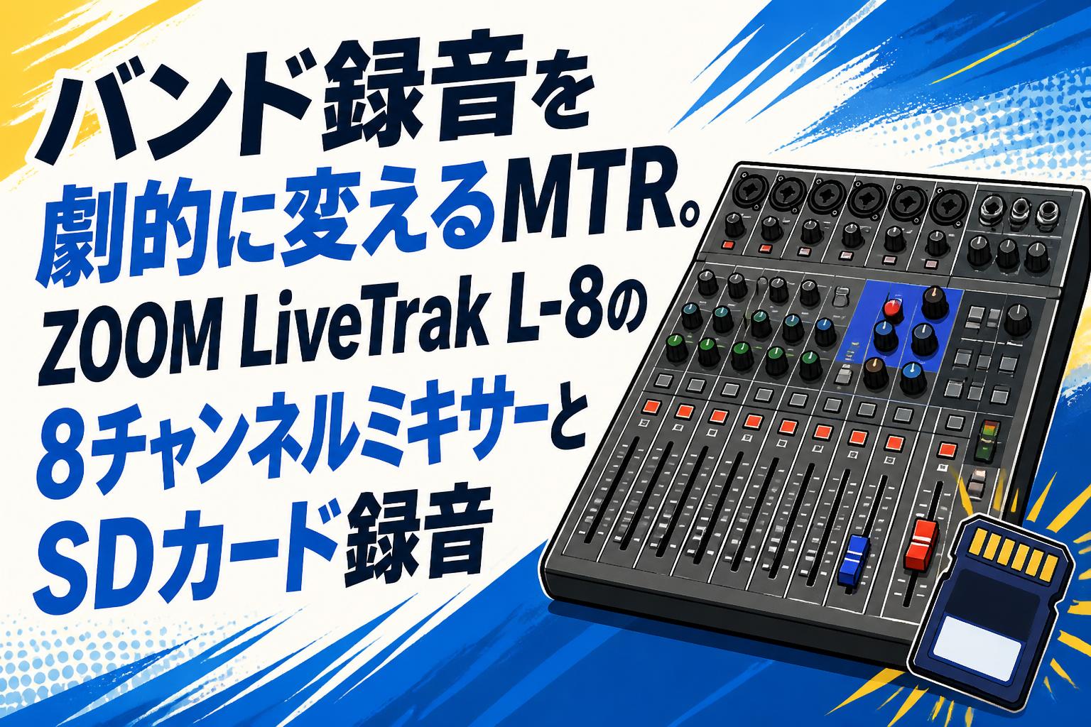 Micareエグザムライト バンド録音を劇的に変えるMTR。ZOOM LiveTrak L-8の8チャンネル