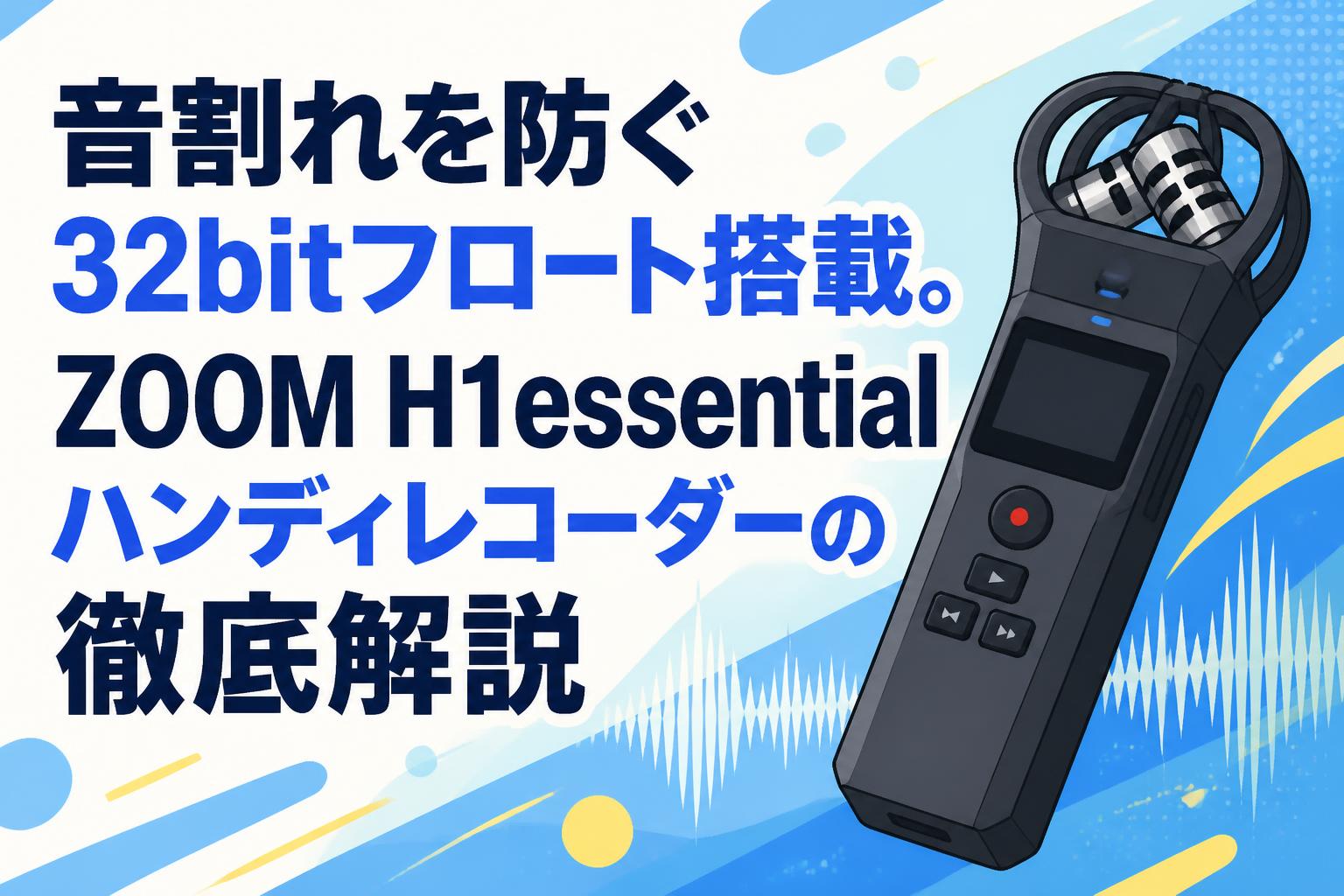 ZOOM H1essential ハンディレコーダー　32bitフロート保証あり 音割れを防ぐ32bitフロート搭載。ZOOM H1essentialハンディレコーダー