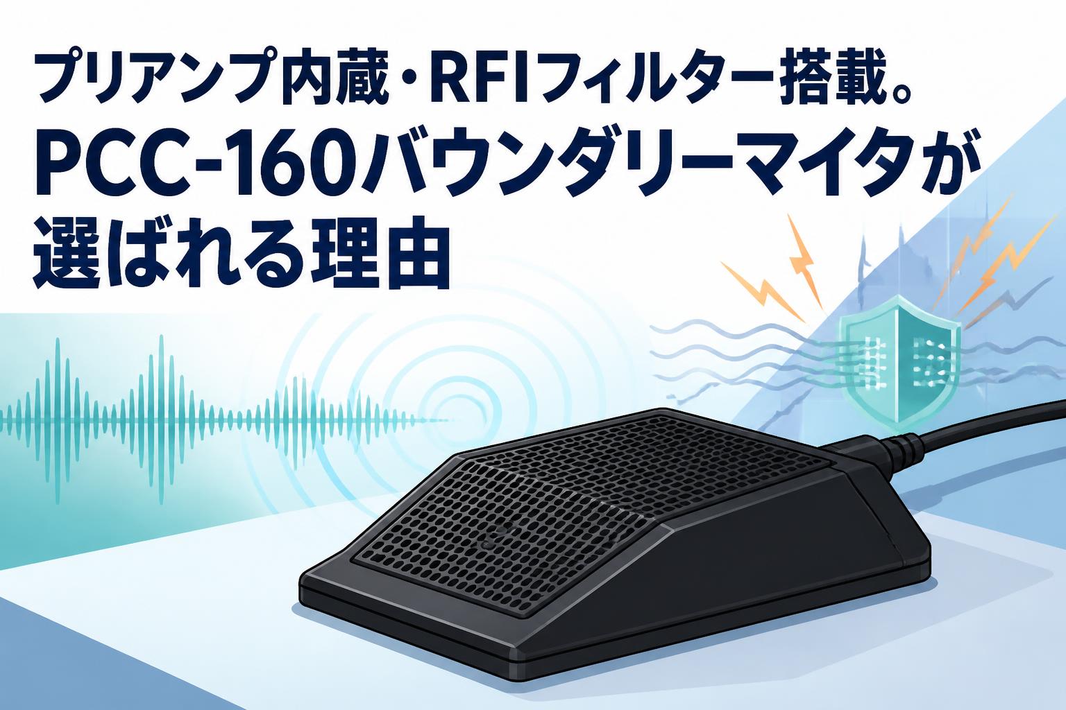 プリアンプ内蔵・RFIフィルター搭載。PCC-160バウンダリーマイクが選ば