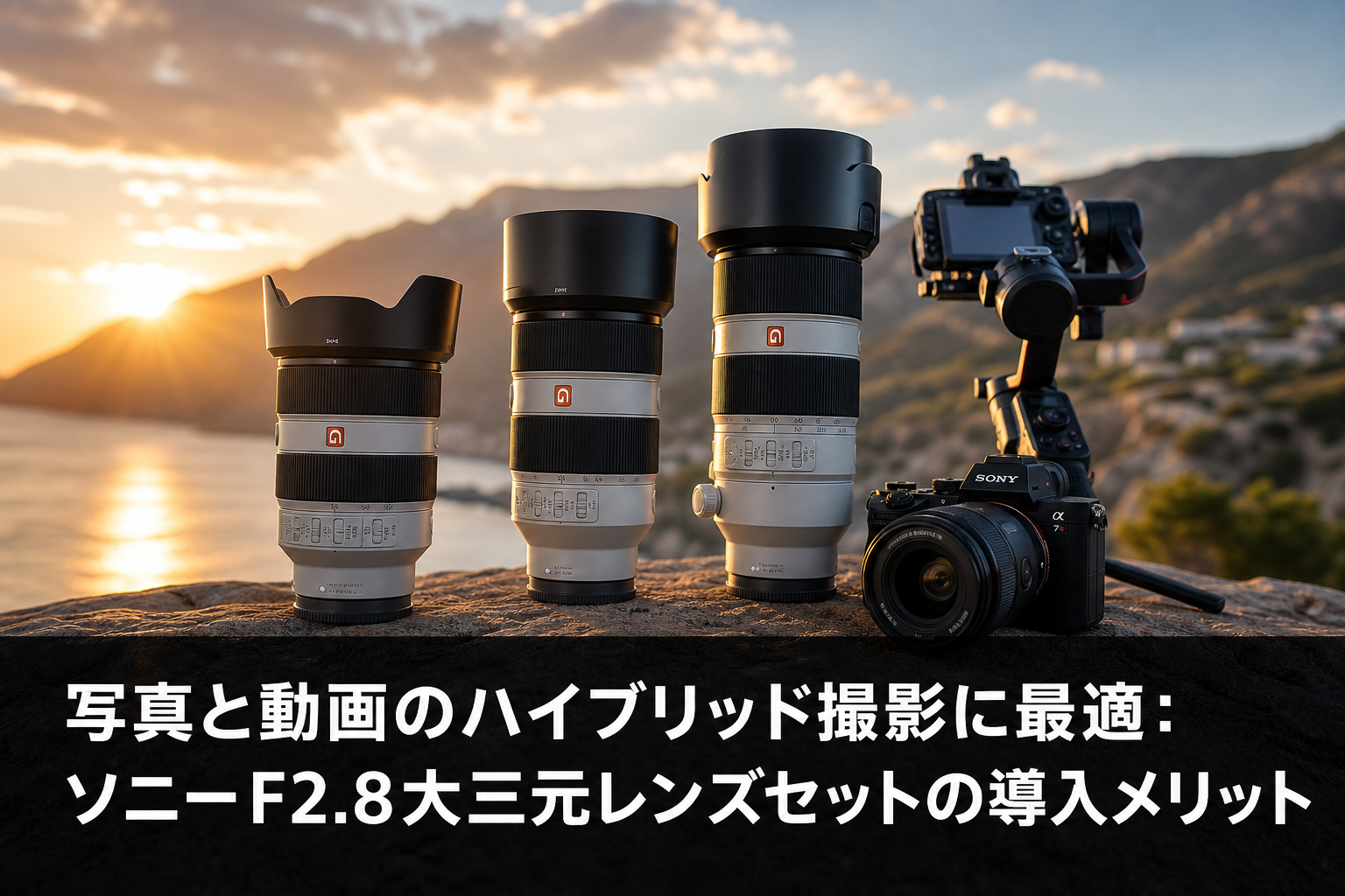 SONY ２つレンズセット 写真と動画のハイブリッド撮影に最適：ソニーF2.8大三元レンズセットの