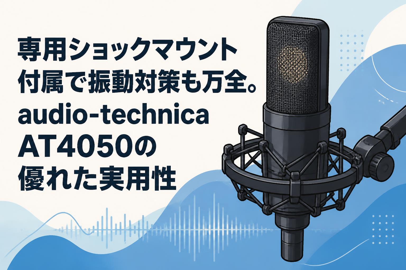 専用ショックマウント付属で振動対策も万全。audio-technica AT4050の