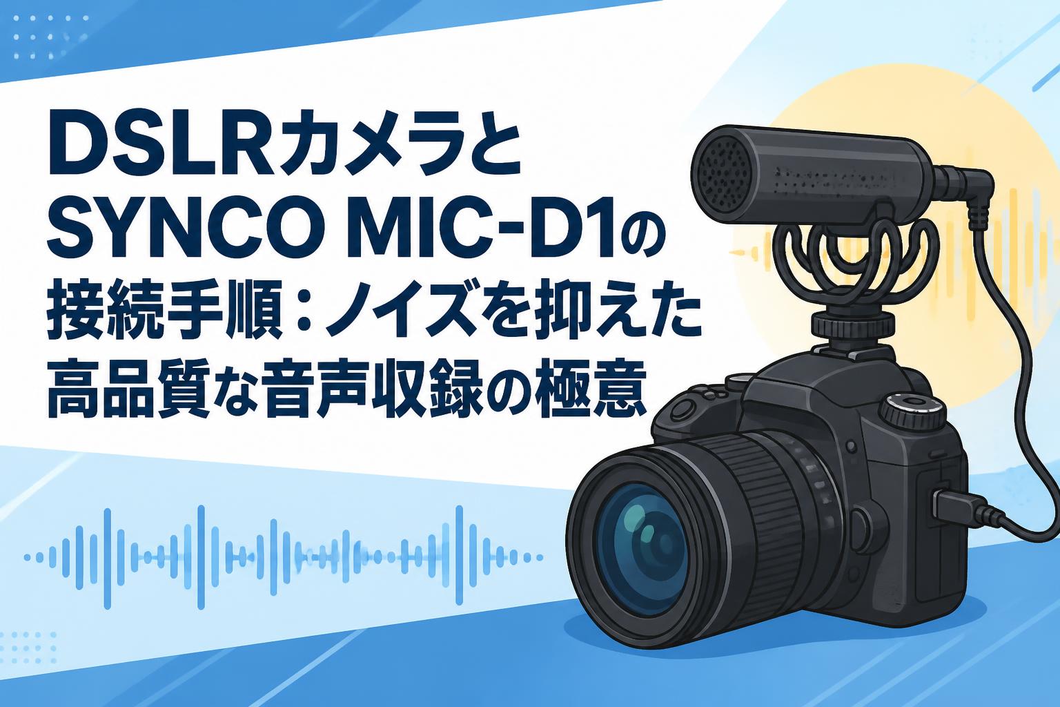 DSLRカメラとSYNCO MIC-D1の接続手順：ノイズを抑えた高品質な音声収録