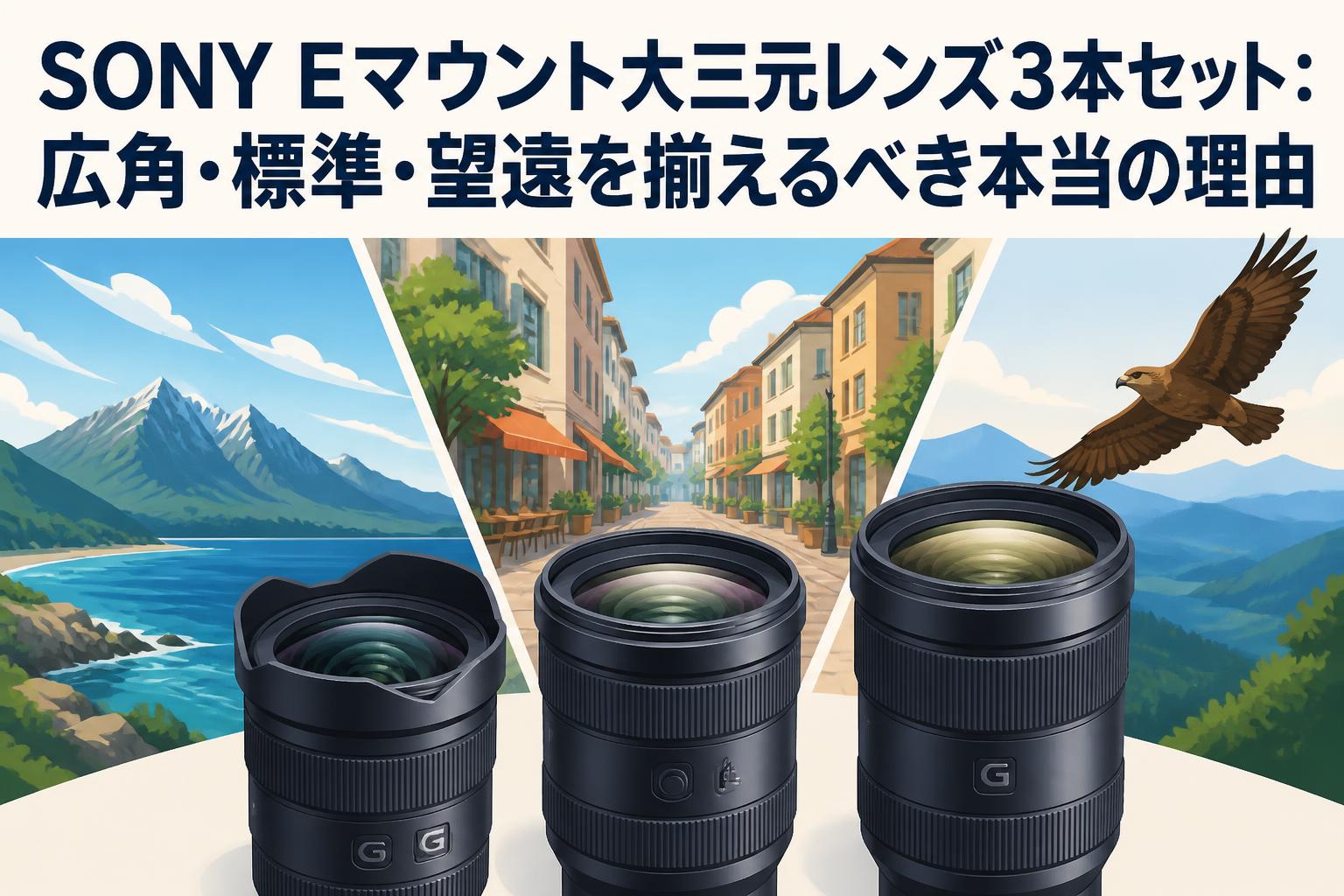 SONY Eマウント レンズ 3本セット 動作良好 未使用あり！ SONY Eマウント大三元レンズ3本セット：広角・標準・望遠を揃えるべき