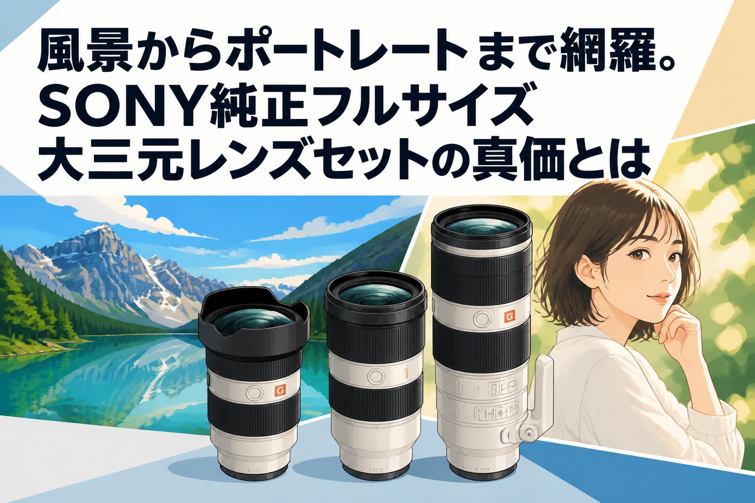SONY レンズ　セット 風景からポートレートまで網羅。SONY純正フルサイズ大三元レンズセット