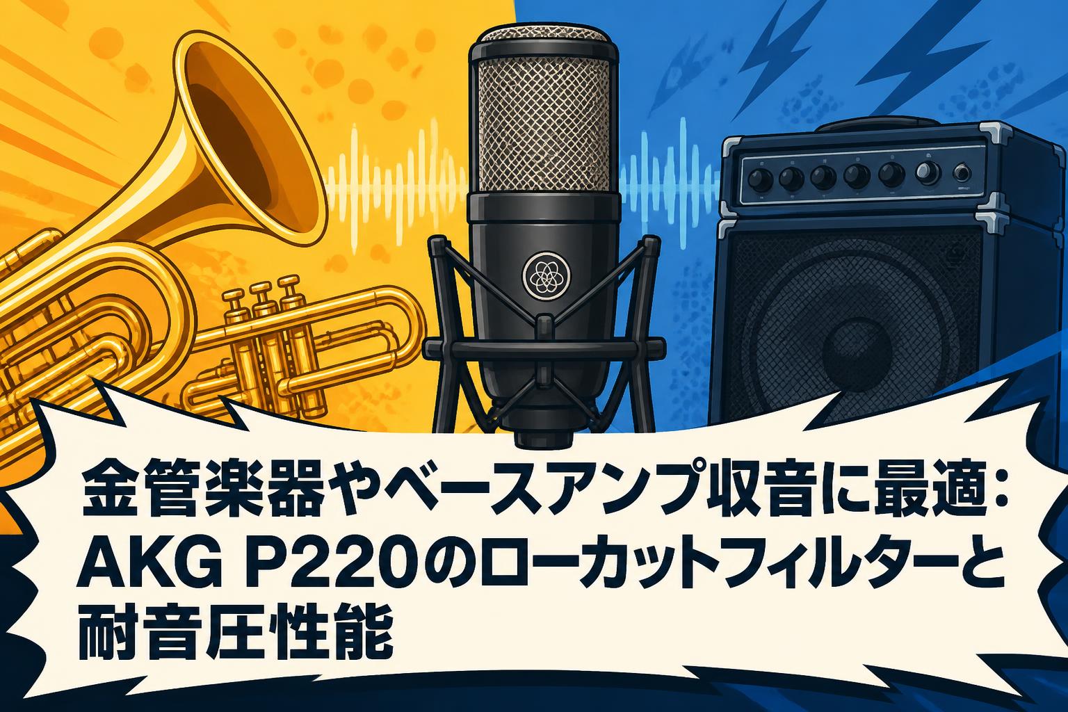 金管楽器やベースアンプ収音に最適：AKG P220のローカットフィルターと