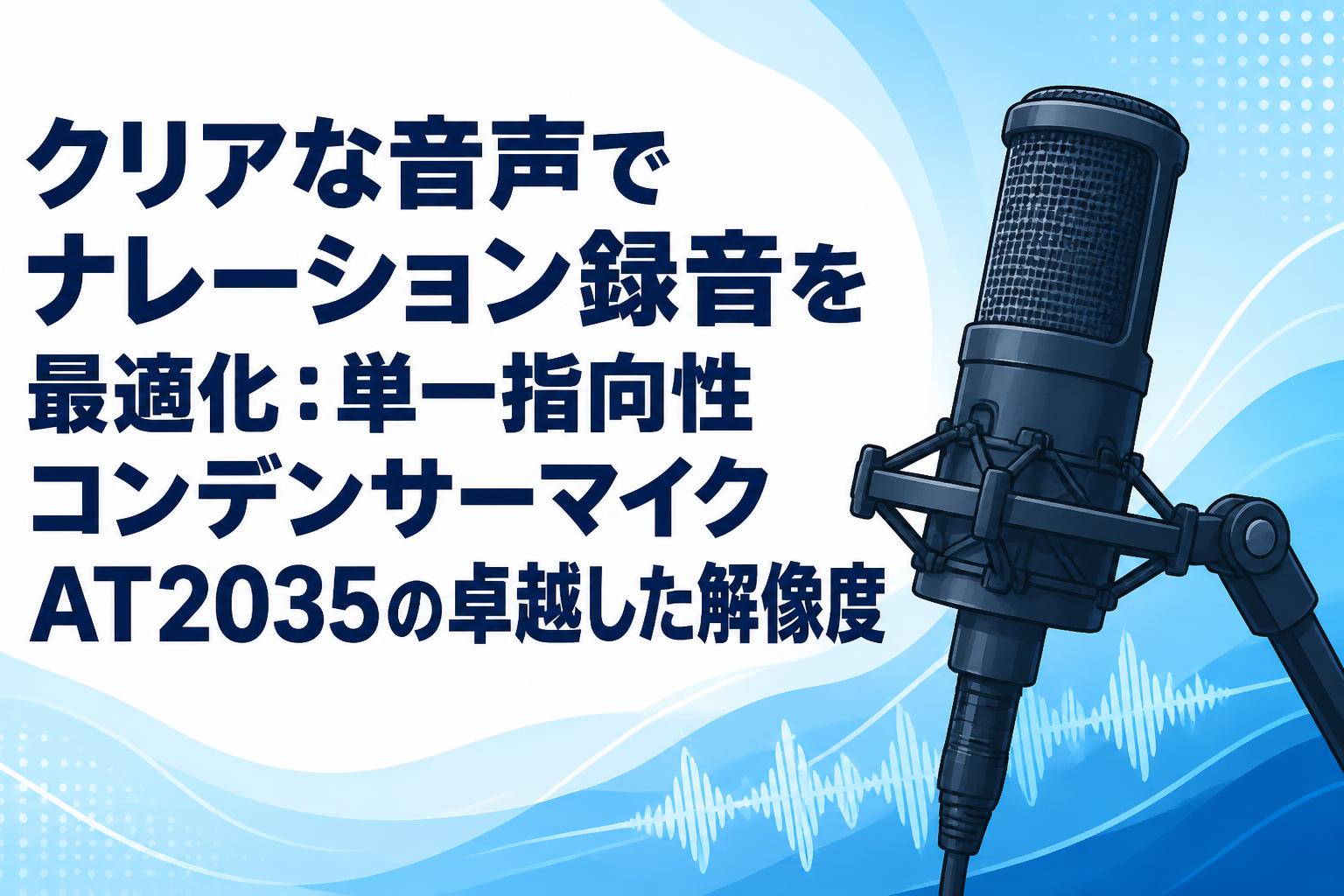 クリアな音声でナレーション録音を最適化：単一指向性コンデンサー