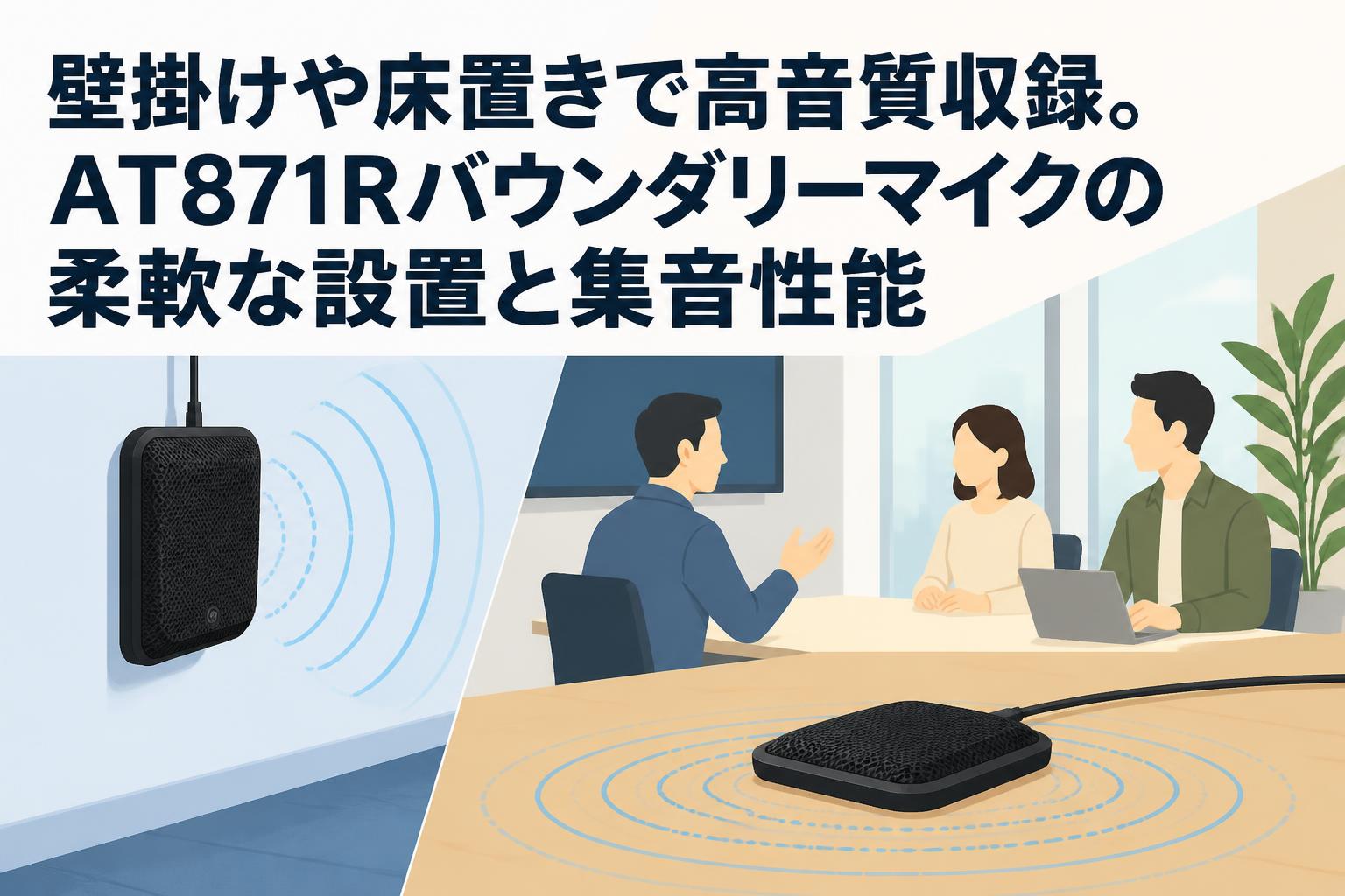 壁掛けや床置きで高音質収録。AT871Rバウンダリーマイクの柔軟な設置と
