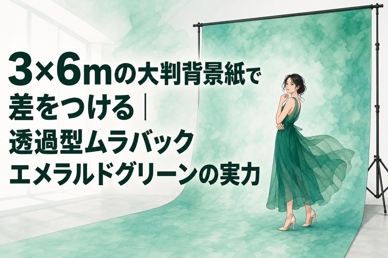 背景紙 3×6mの大判背景紙で差をつける｜透過型ムラバック エメラルドグリーン