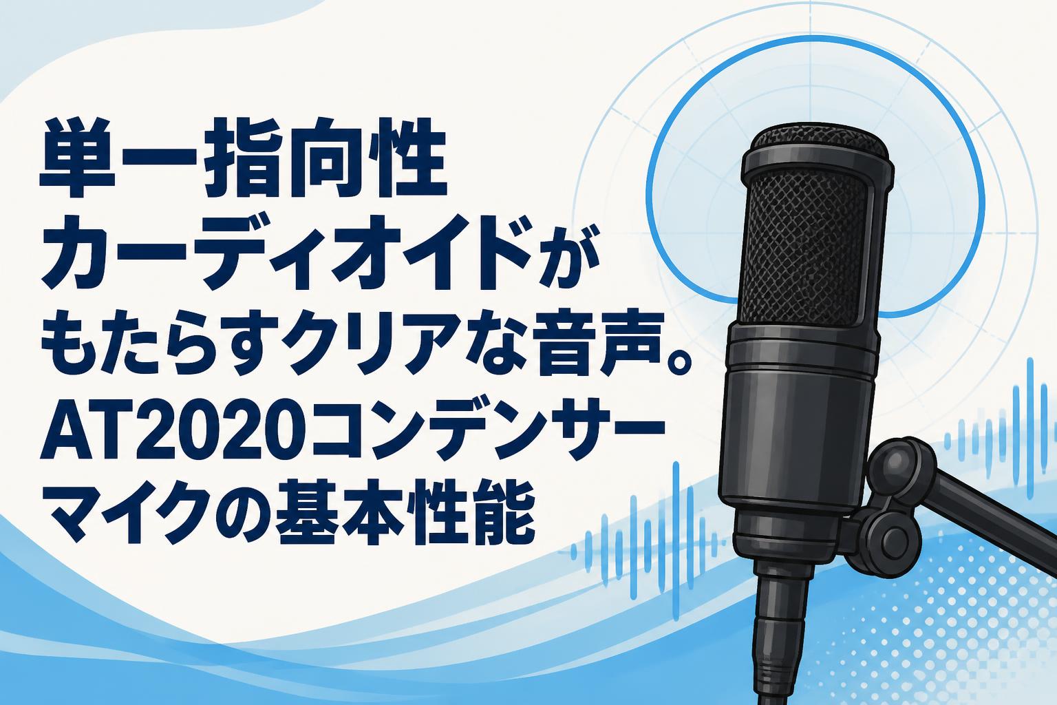 単一指向性カーディオイドがもたらすクリアな音声。AT2020コンデンサー