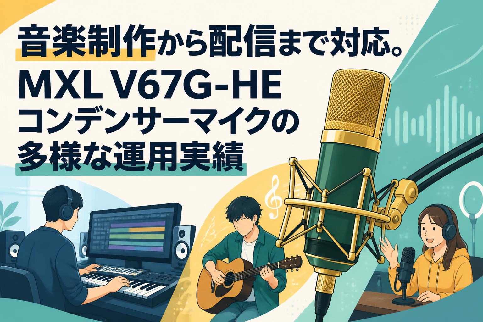 音楽制作から配信まで対応。MXL V67G-HEコンデンサーマイクの多様な