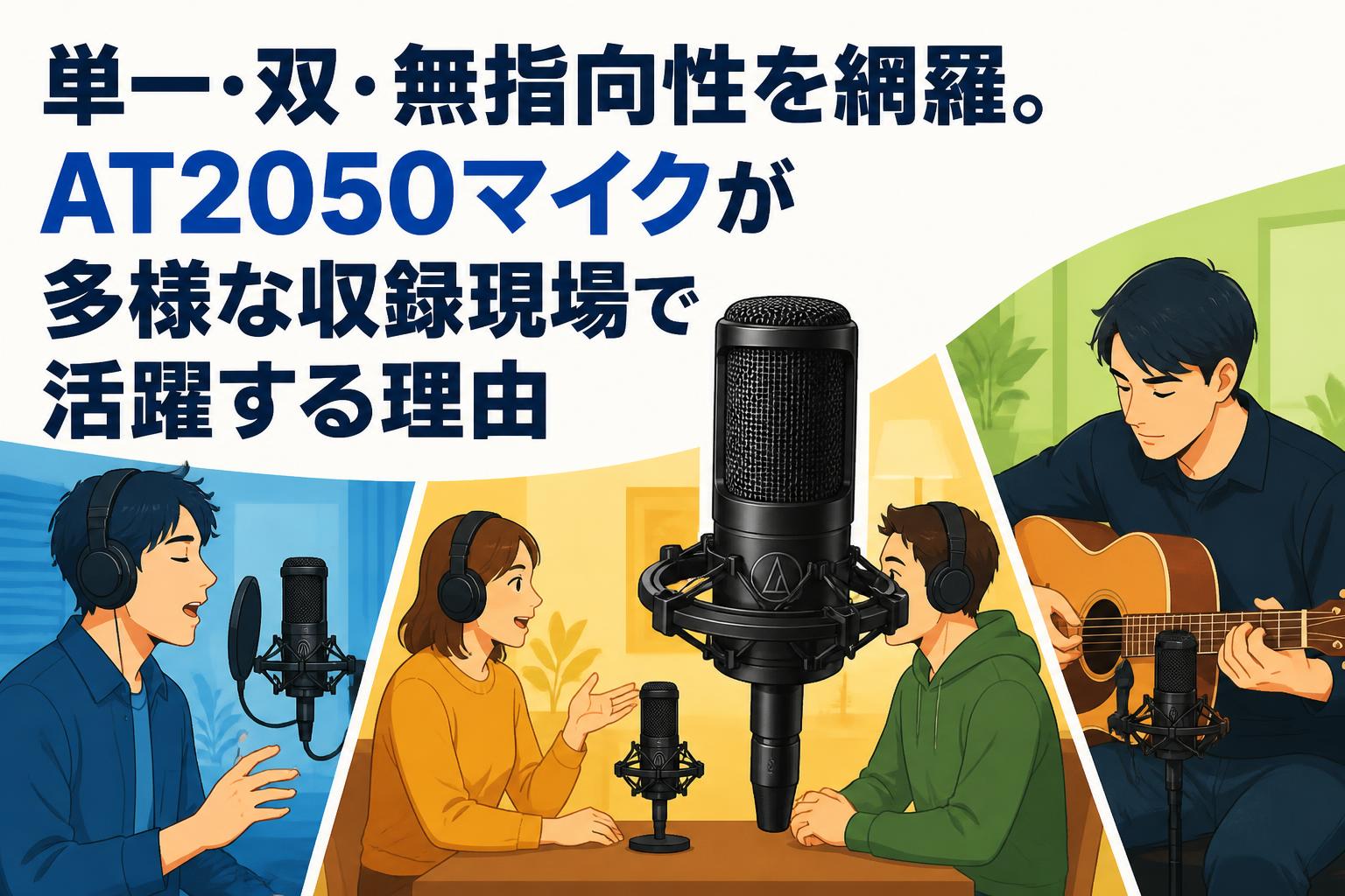 単一・双・無指向性を網羅。AT2050マイクが多様な収録現場で活躍する