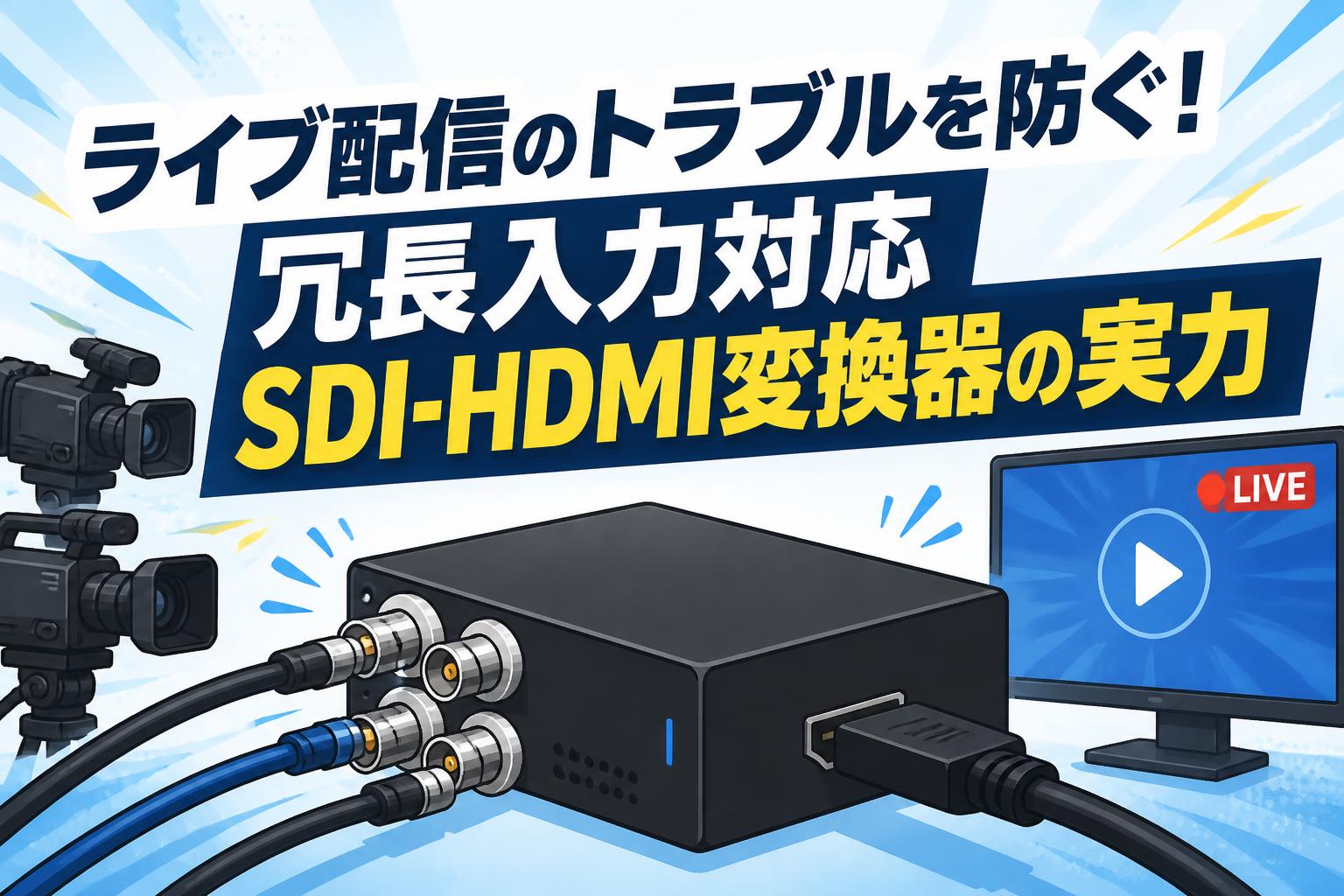 ライブ配信のトラブルを防ぐ！冗長入力対応SDI-HDMI変換器の実力
