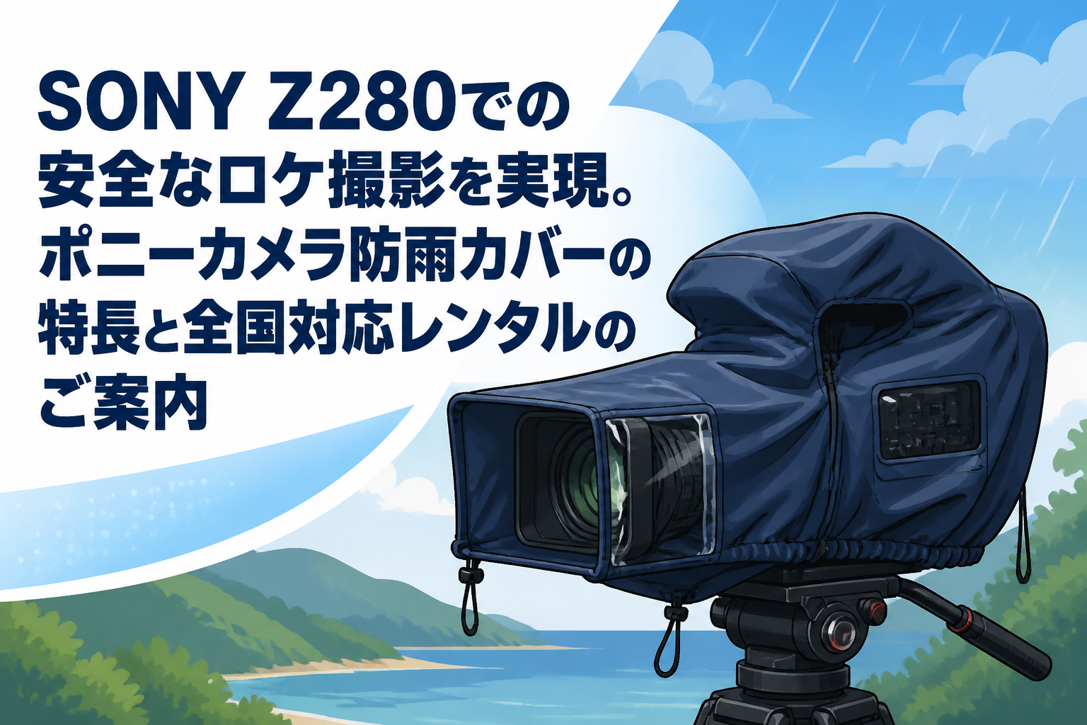 SONY Z280での安全なロケ撮影を実現。ポニーカメラ防雨カバーの特長と