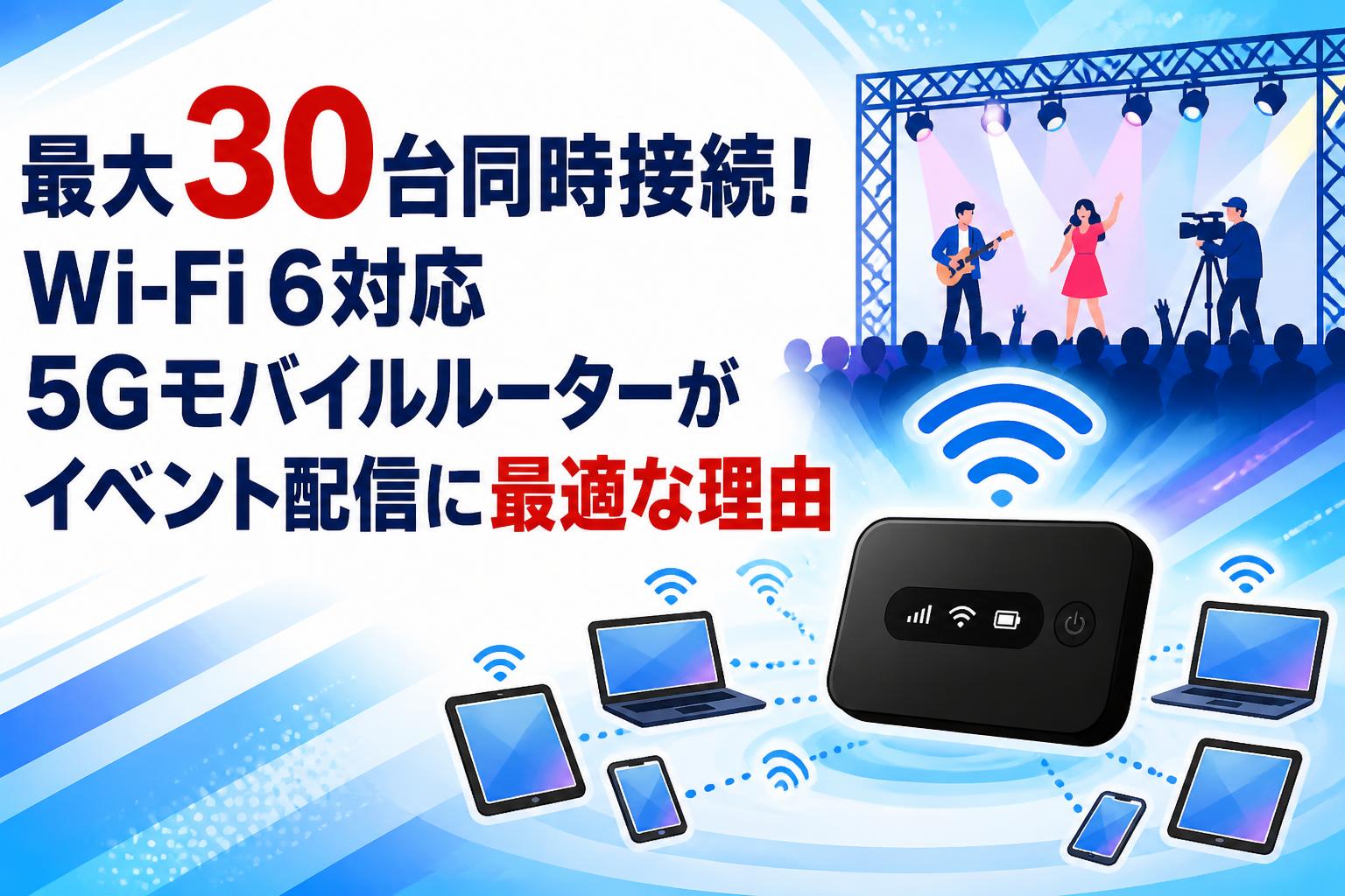 海外 5G対応 モバイルルーター Wi-Fi 5G SIMフリー 同時接続 最大30台同時接続！Wi-Fi 6対応5Gモバイルルーターがイベント配信に