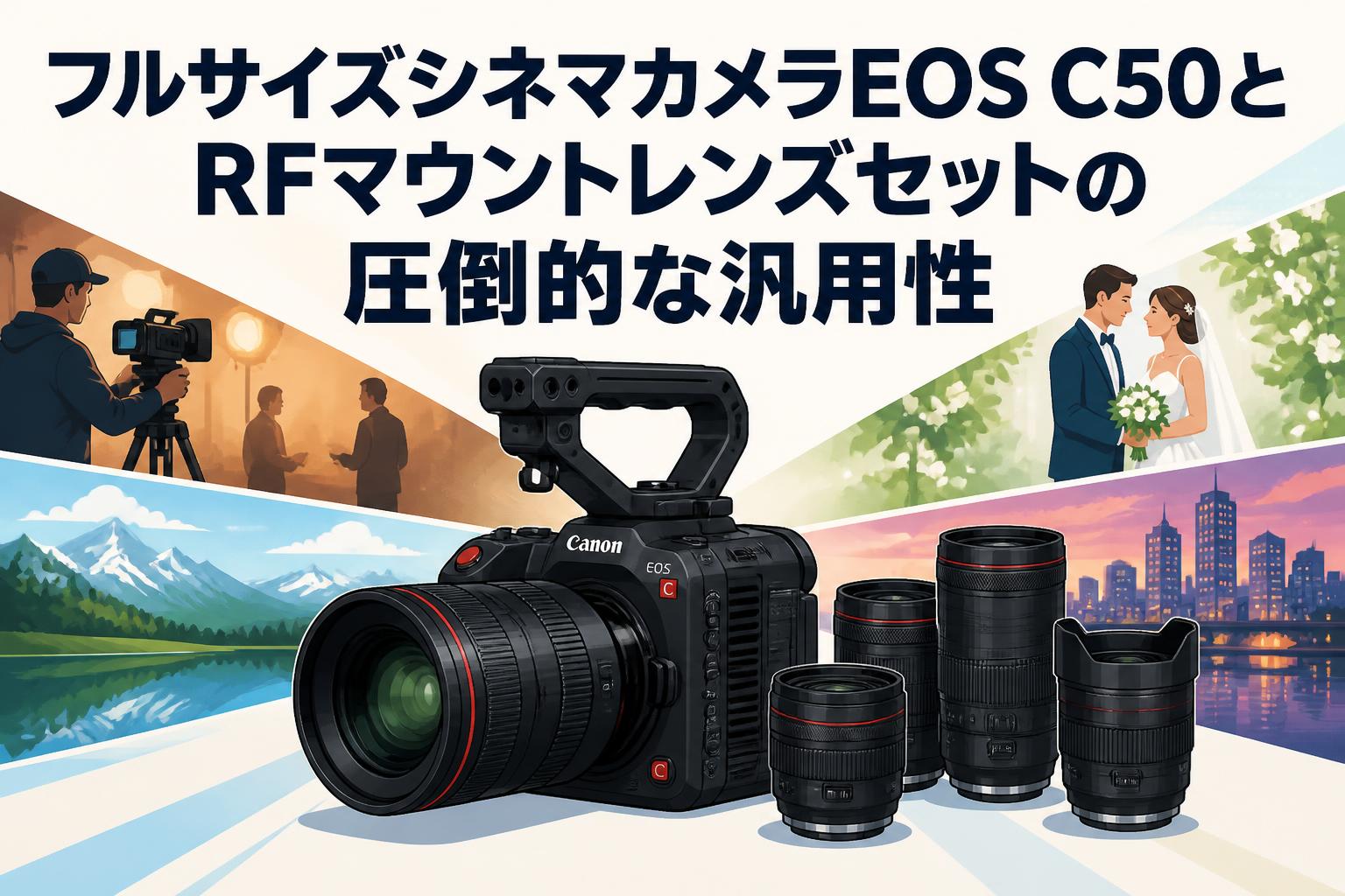 フルサイズシネマカメラEOS C50とRFマウントレンズセットの圧倒的な