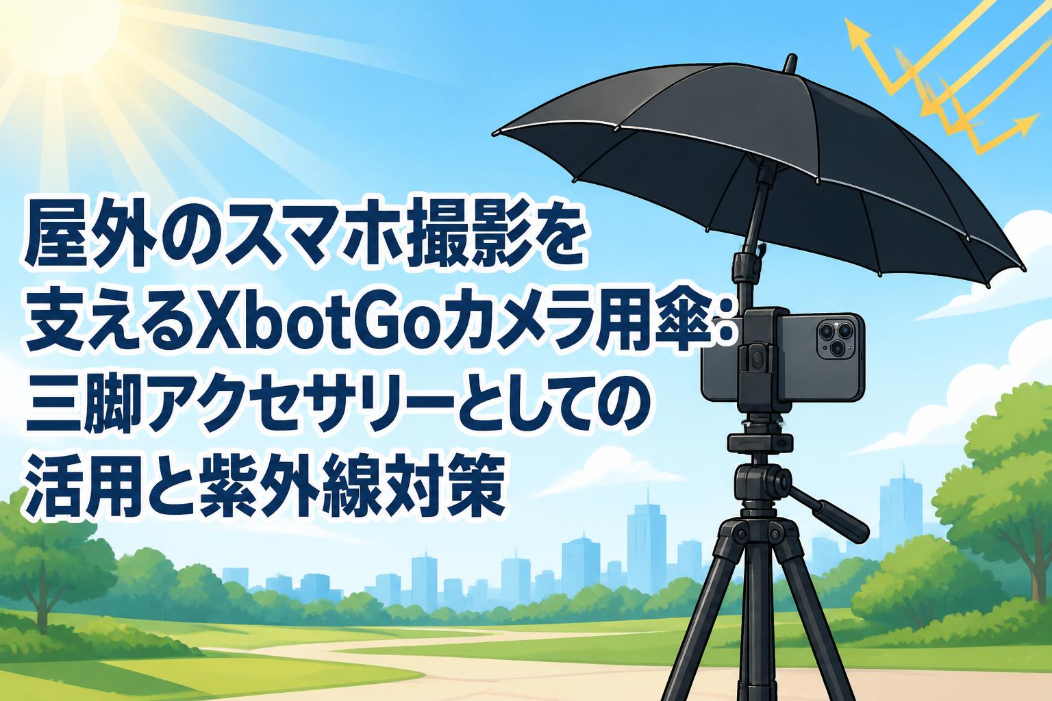屋外のスマホ撮影を支えるXbotGoカメラ用傘：三脚アクセサリーとしての