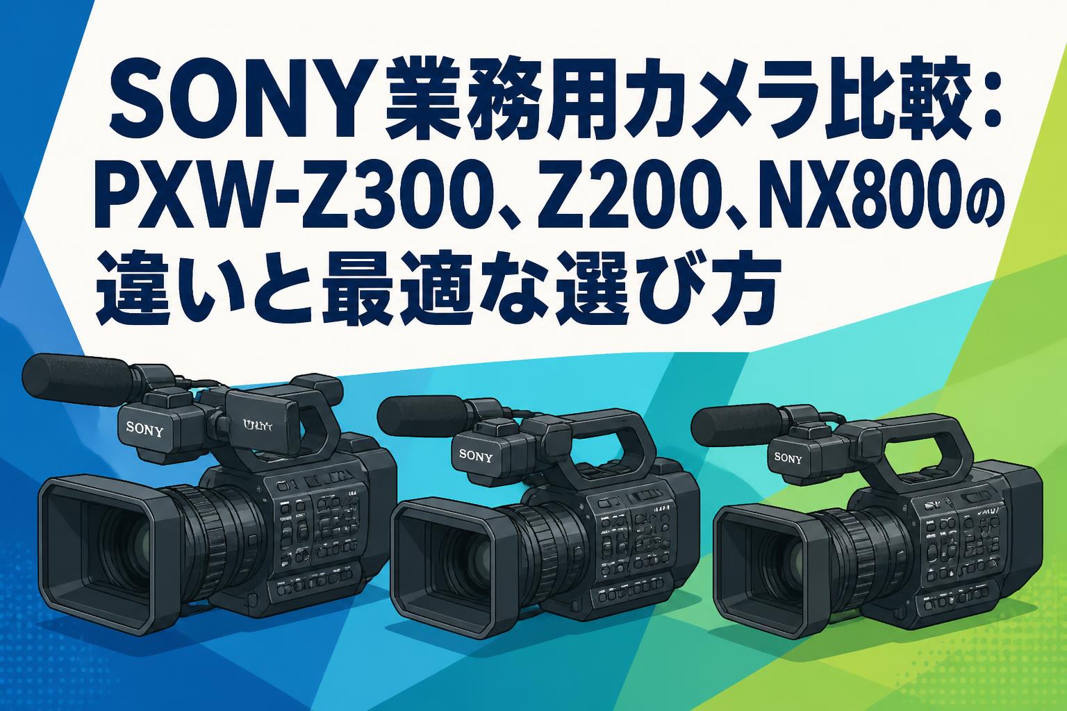SONY業務用カメラ比較：PXW-Z300、Z200、NX800の違いと最適な選び方