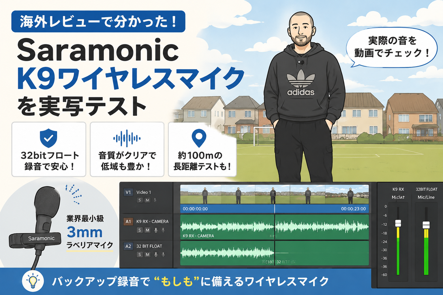 海外レビューで見つけた「バックアップの安心感」。Saramonic K9を実写