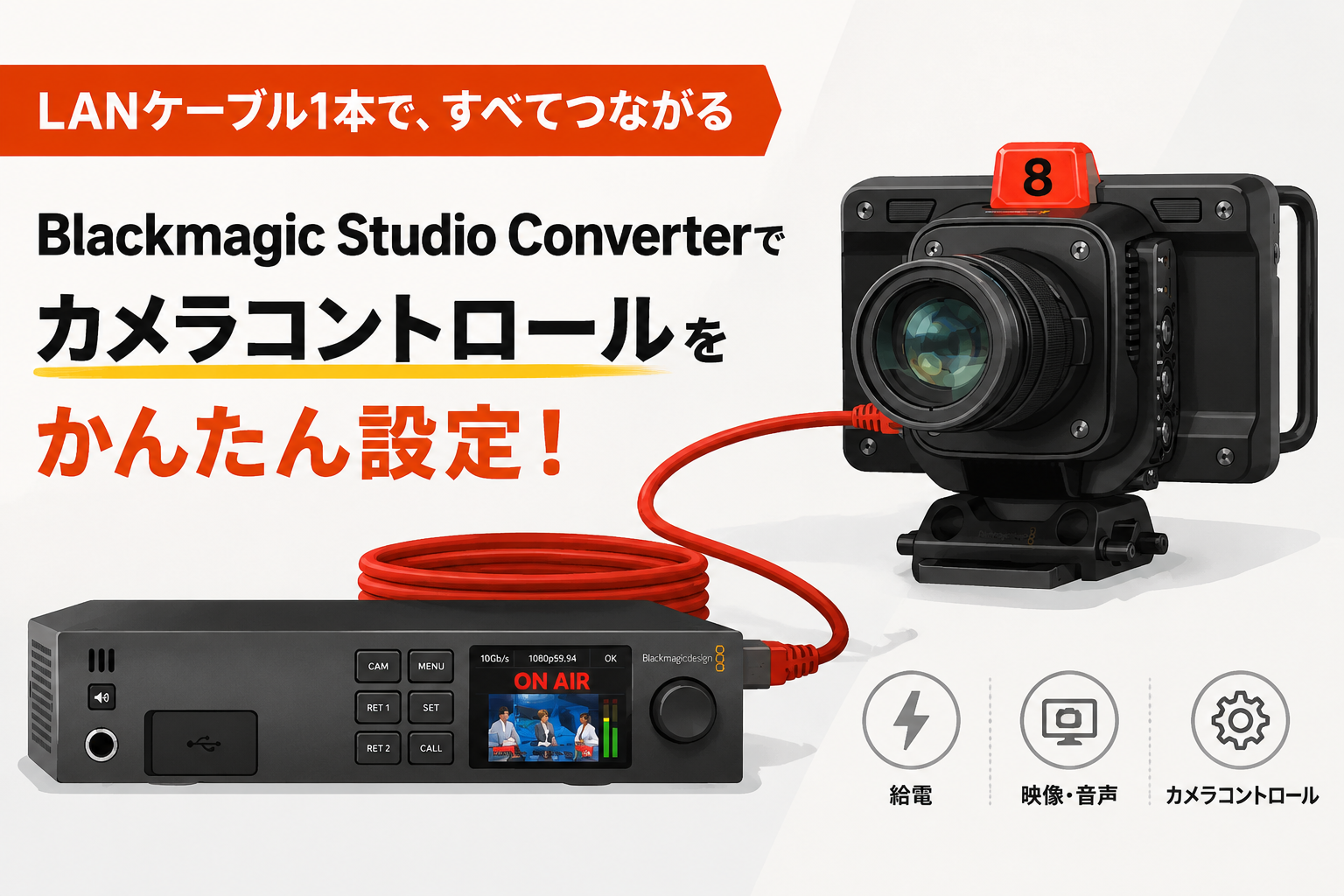 訳有り カメラ、ラジオセット LANケーブル1本でスタジオカメラを運用する――Blackmagic Studio