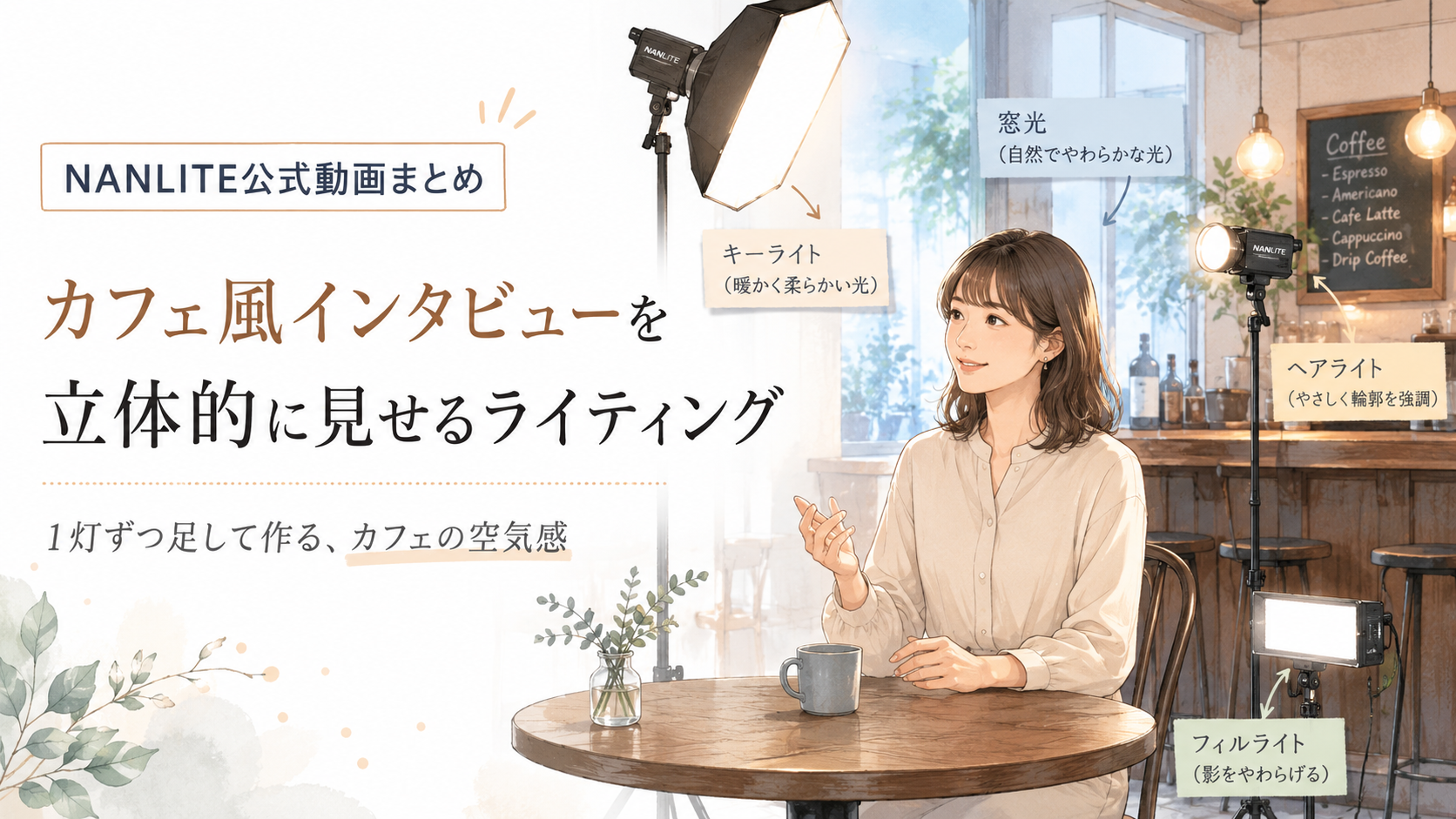 カフェ風インタビューを「立体的」に見せるライティング｜NANLITE公式