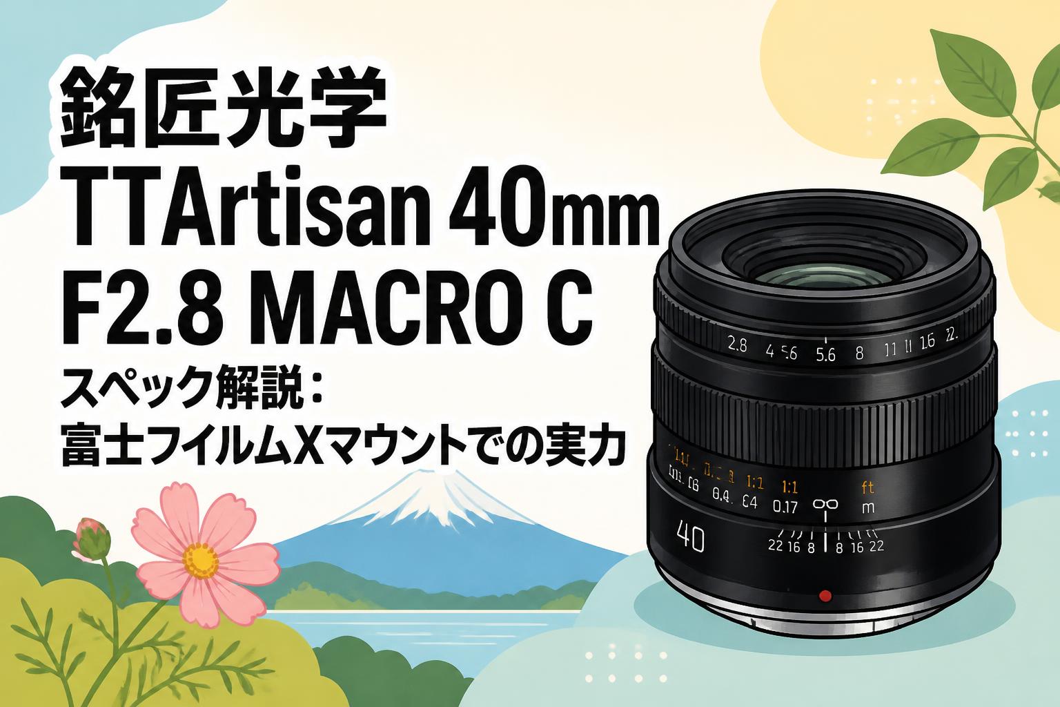 銘匠光学 TTArtisan 40mm F2.8 MACRO Cスペック解説：富士フイルムX