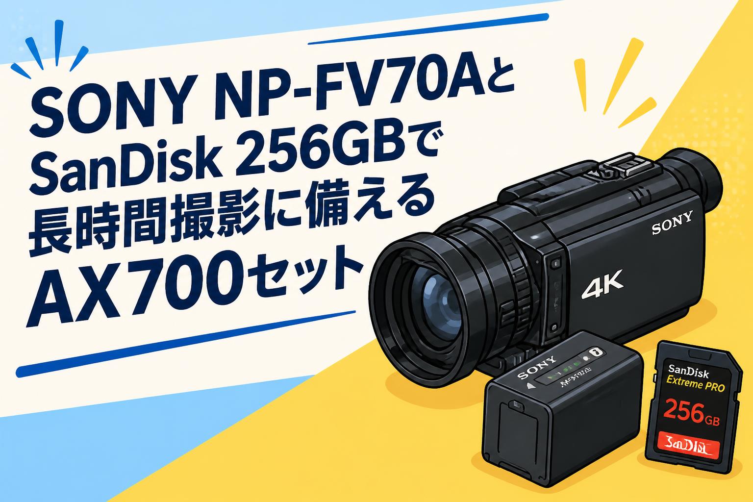SONY NP-FV70AとSanDisk 256GBで長時間撮影に備えるAX700セット