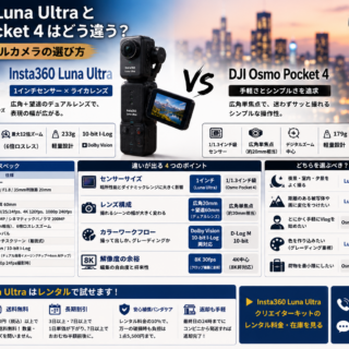 Insta360 Luna Ultra と Osmo Pocket 4 はどう違う？ポケットジンバルカメラの選び方