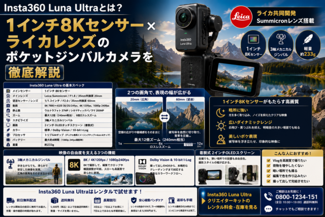 Insta360 Luna Ultraとは？1インチ8Kセンサー×ライカレンズのポケットジンバルカメラを徹底解説