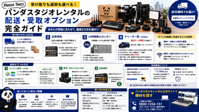 受け取りも返却も選べる。パンダスタジオレンタルの配送・受取オプション完全ガイド受け取りも返却も選べる。パンダスタジオレンタルの配送・受取オプション完全ガイド
