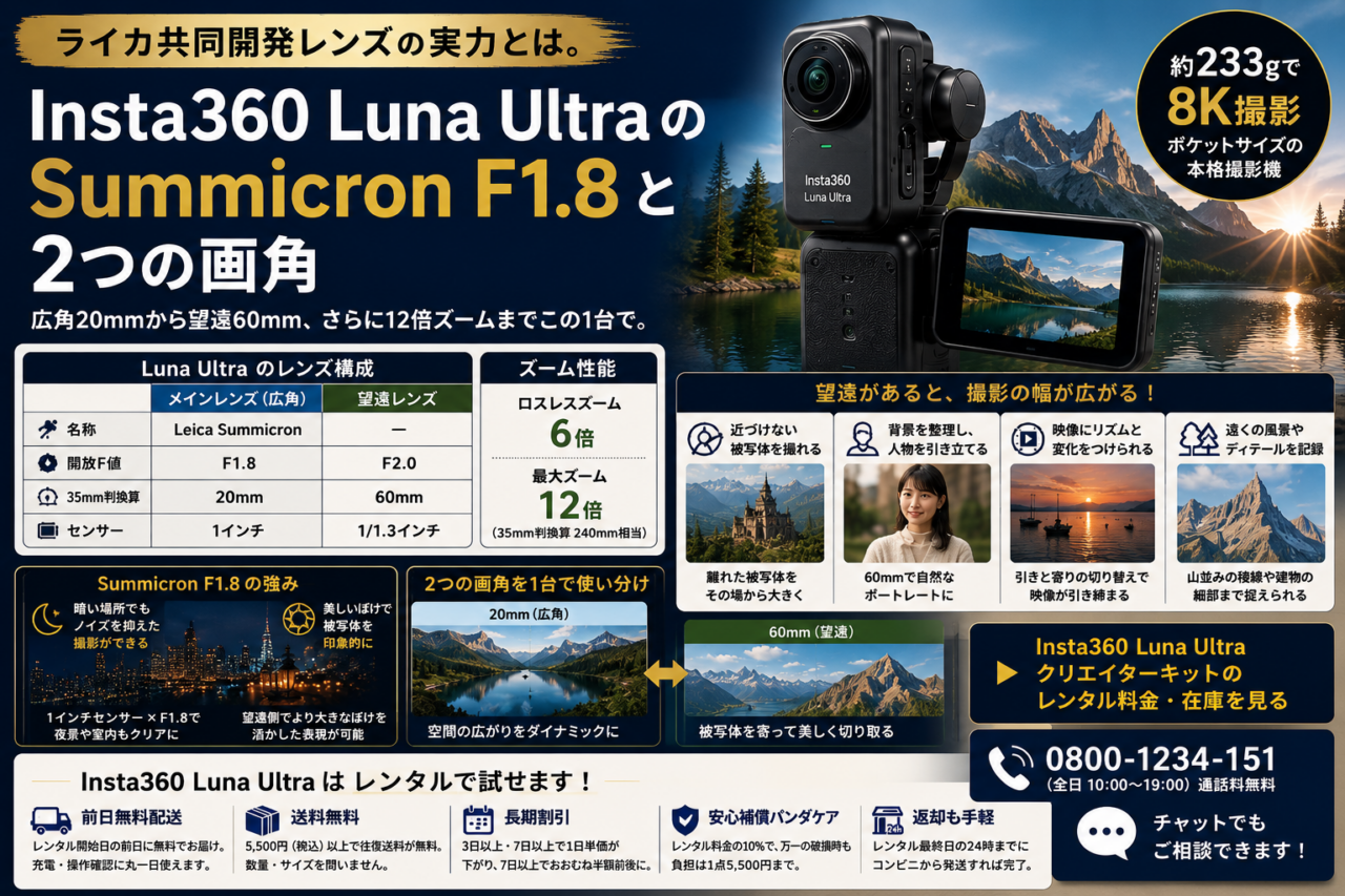ライカ共同開発レンズの実力とは。Insta360 Luna Ultra の Summicron F1.8 と2つの画角