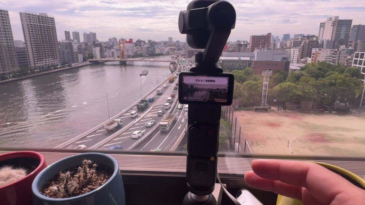 Osmo Pocket 4Pのモーションラプス録画開始直前の画面。「まもなく録画開始」の表示と1080P30/0.5sの表記