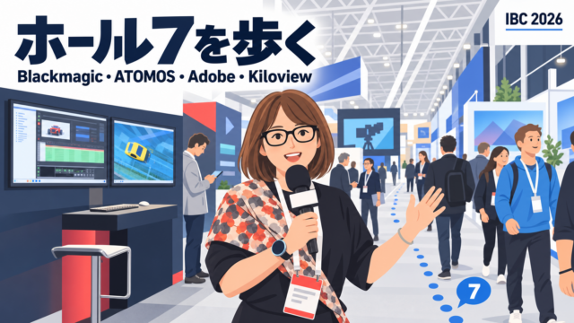 IBC 2026 2日目はホール7から。Blackmagic Design・ATOMOS・Adobe・Kiloviewのブースを歩き、端っこの小さなブースを探す