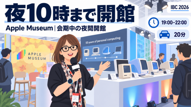 IBC会場にApple Museumのブース。アムステルダムから車で20分、世界最大級のApple製品ミュージアムが会期中は夜7時〜10時も開館｜IBC 202