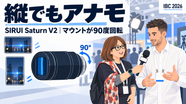 SIRUIのアナモルフィック4シリーズ。マウントが90度回って縦位置でも撮れる新Saturn V2、AF対応のAstra、1.5倍のIronStarは100mmマクロまで、スーパー35用は20mmと40mm｜IBC 2026 アムステルダム取材 #25