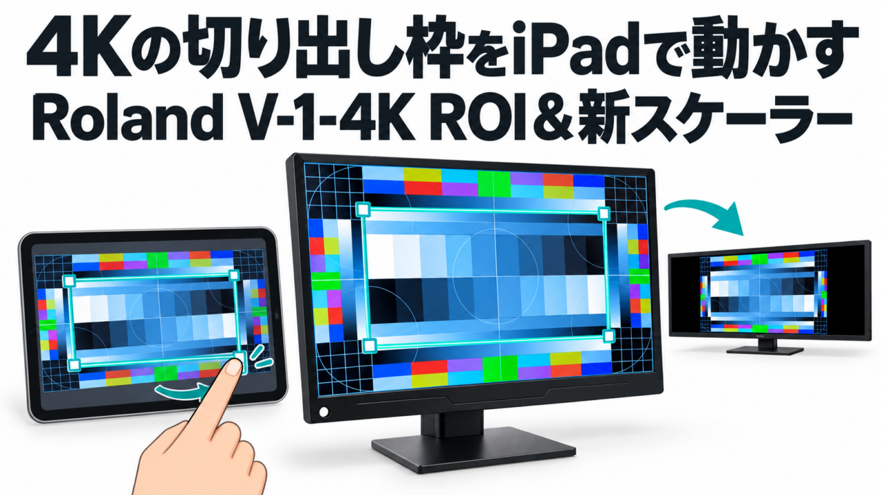 RolandのV-1-4KはROIの切り出し範囲をiPadで動かせる。10月22日発売の新スケーラーVC-1-SC 4Kは、LEDビジョンの変則解像度に16:9を数字を打つだけで当て込む｜北陸放送機器展 2026 ブース取材 #07