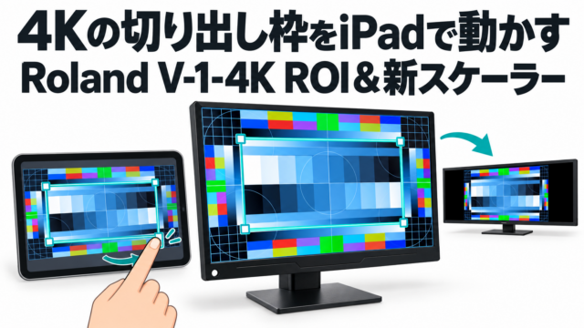 RolandのV-1-4KはROIの切り出し範囲をiPadで動かせる。10月22日発売の新スケーラーVC-1-SC 4Kは、LEDビジョンの変則解像度に16:9を数字を打つだけで当て込む｜北陸放送機器展 2026 ブース取材 #07