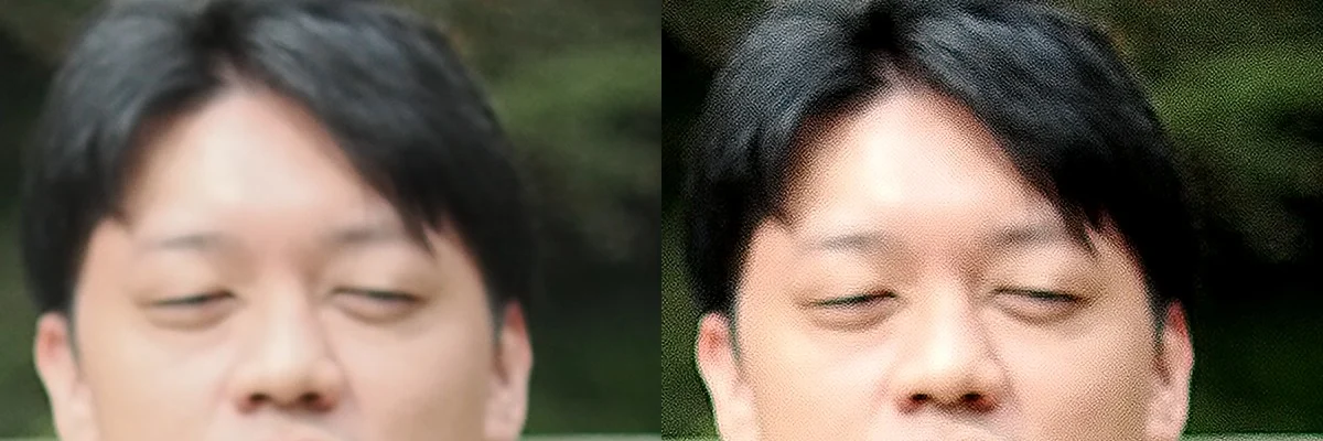 左が未処理、右がUltraSharpen 100。右は肌にノイズが浮いている