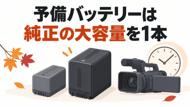 ハンディカムの予備バッテリーは純正NP-FV100Aを。1本で午後が持つ理由