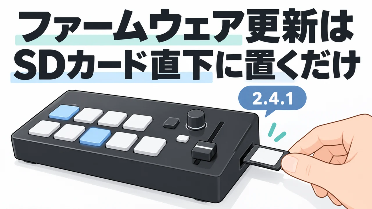 Osee GoStream Duetのファームウェアを2.4.1に上げた——SDカードの直下に置いて電源を入れるだけ、でも「ラベル面の向き」で一回迷った