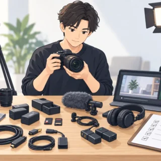 動画撮影前の機材チェックと準備｜撮影トラブルを防ぐ基本手順／AIアイキャッチ（AI生成イメージ）